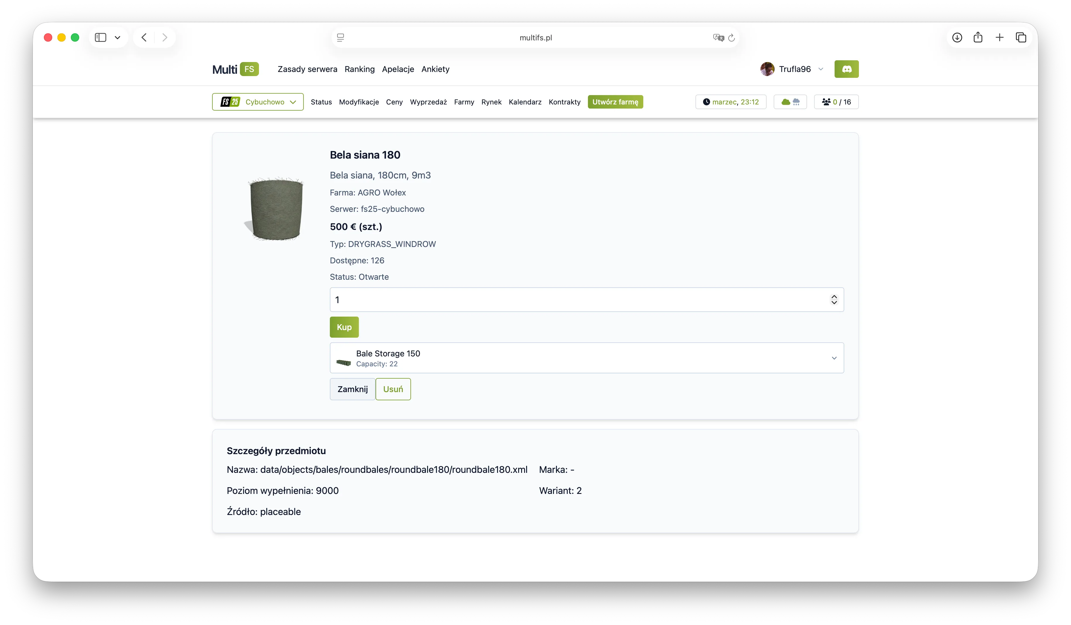 Widok rynku z ofertami i filtrami